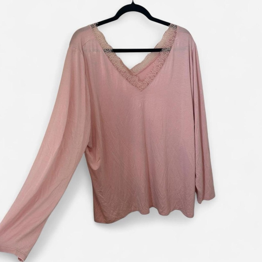 Fairycore NWT Lane Bryant Pink Long Sleeve Top Lace Detail Size 3X Coquette